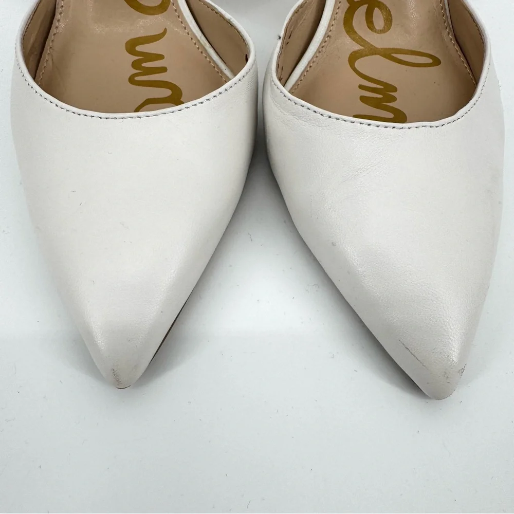 Sam Edelman d’Orsay Leather Pump Pointed Stiletto Heels in White Size 6.5
